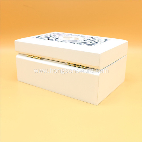 White wooden carved jewelry box